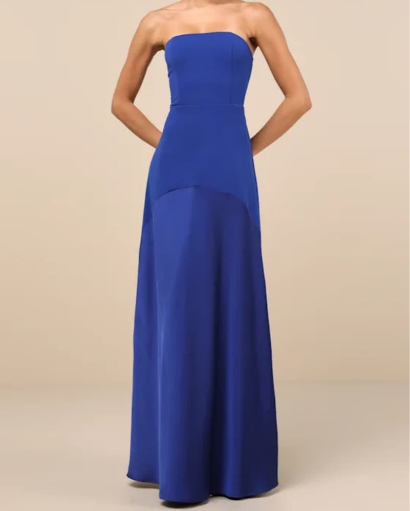 Lulus Blue Strapless Maxi Dress - Image 1