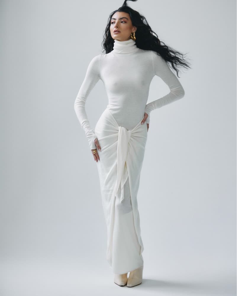 Helsa Tie Waist Knit Turtleneck Maxi  - Image 2