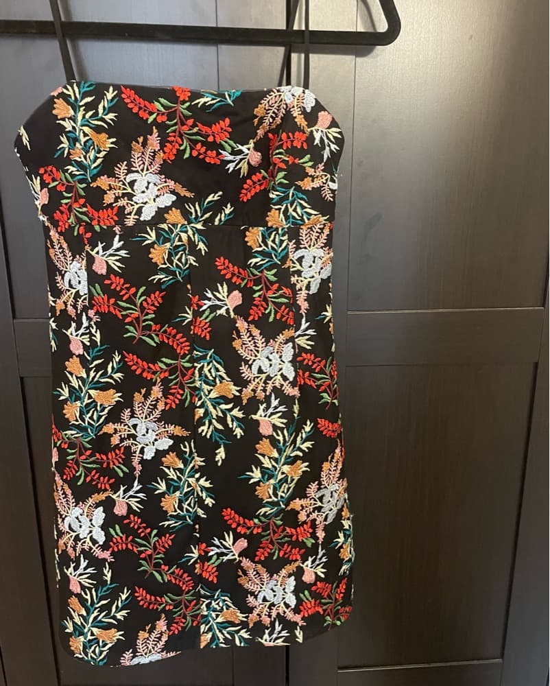 UO Embroidered Ponte Straight-Neck Dress - Image 2