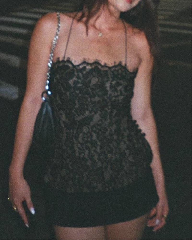 Helsa The Lace Camisole in Black - Image 3