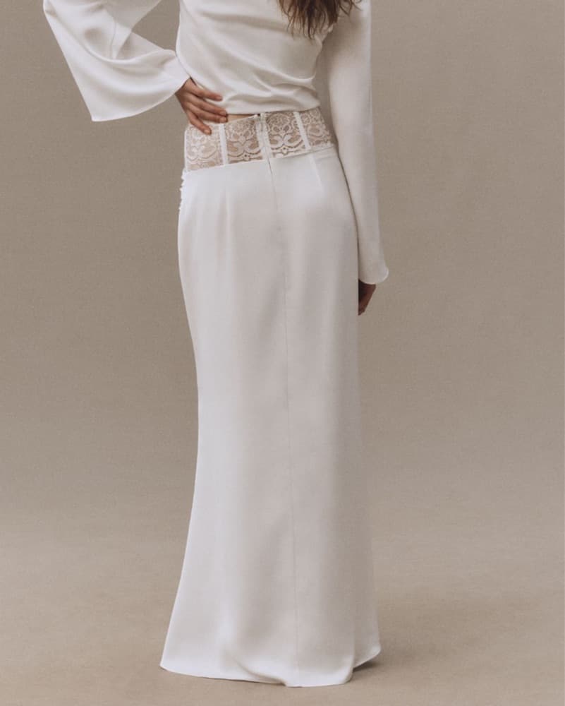 Mare Mare Lace Hip Mix Satin Midi Skirt - Image 4