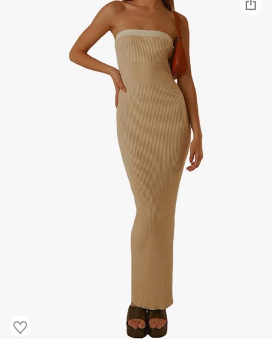Nude Strapless Maxi Dress - Image 1