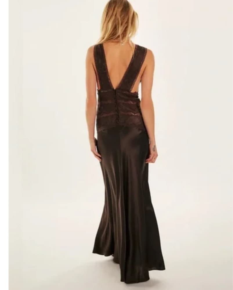 Ronny Kobo Nalla Lace Silk Maxi Brown - Image 3