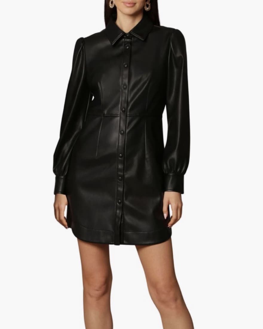 Avec Les Filles Black Faux Leather Dress - Image 1