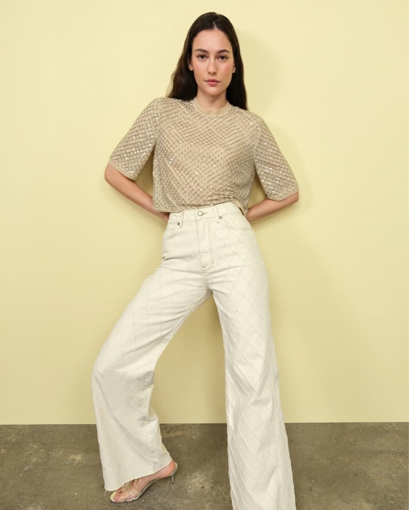 Veronica Beard Beaded Top - Cream Ivory  - Image 4