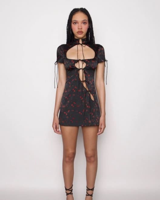 Guizio Cut Out Tie Babydoll Dress - Image 4