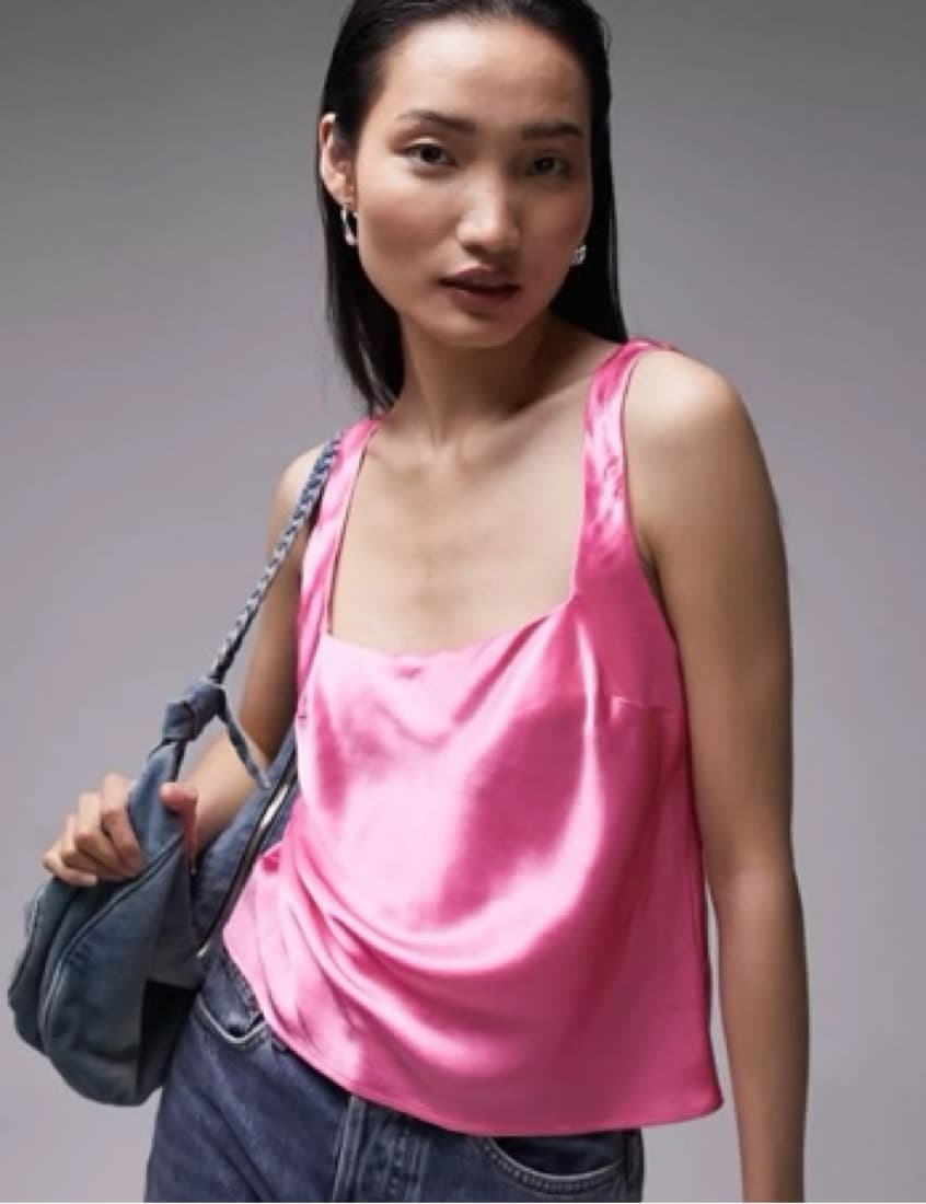 Topshop Square Neck Satin Top - Image 1