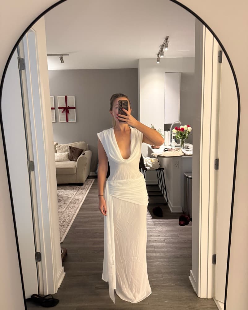 Elegant Draped White Gown - Image 3