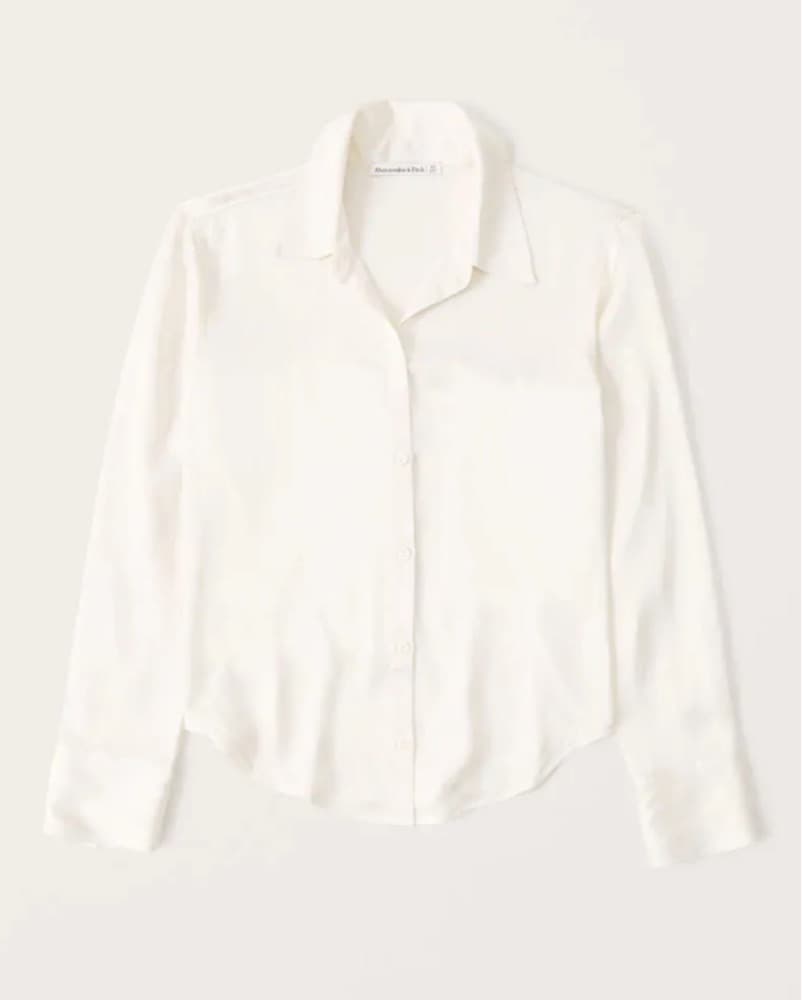 A&F White Satin Blouse - Image 2