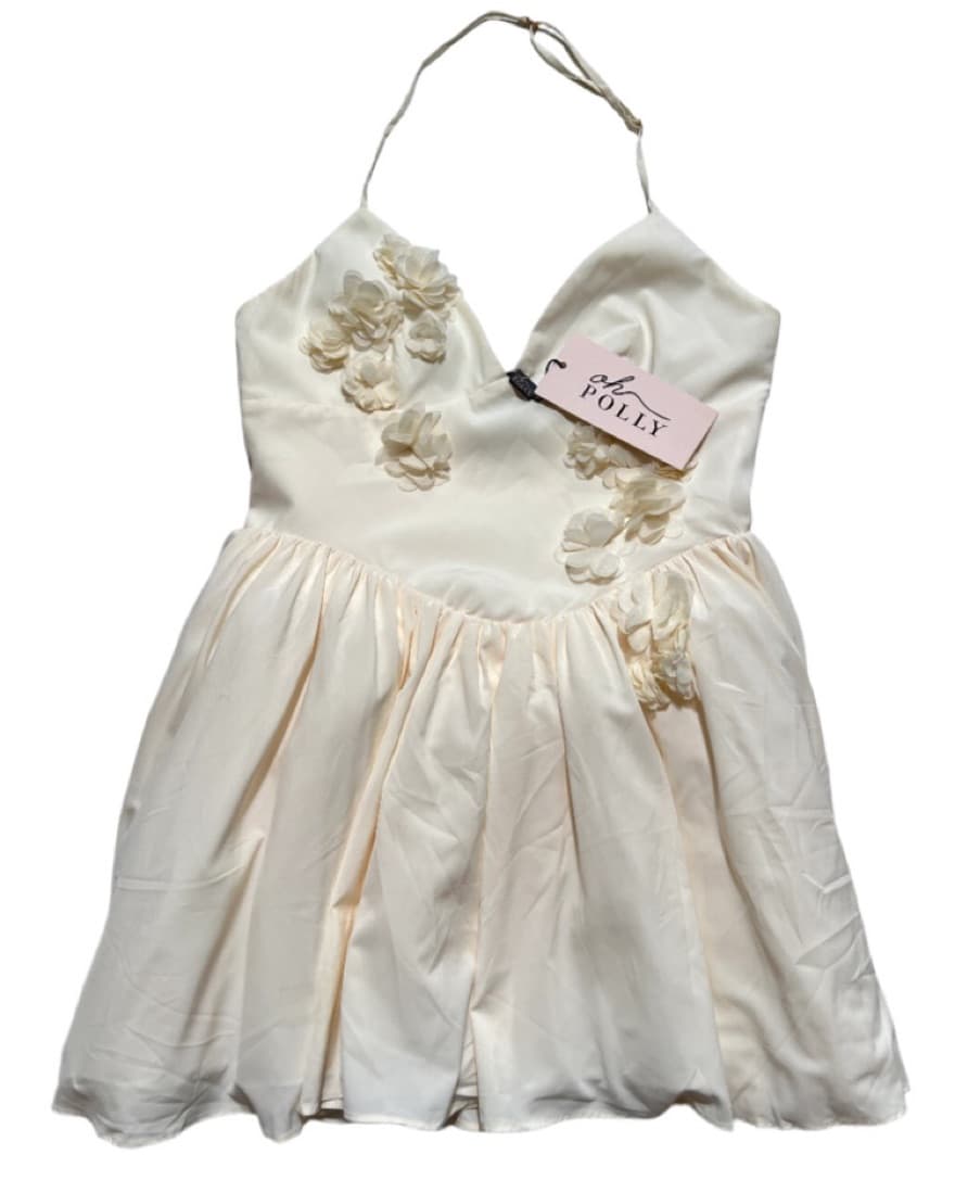 Oh Polly - Ivory Floral Halter Dress - Image 3