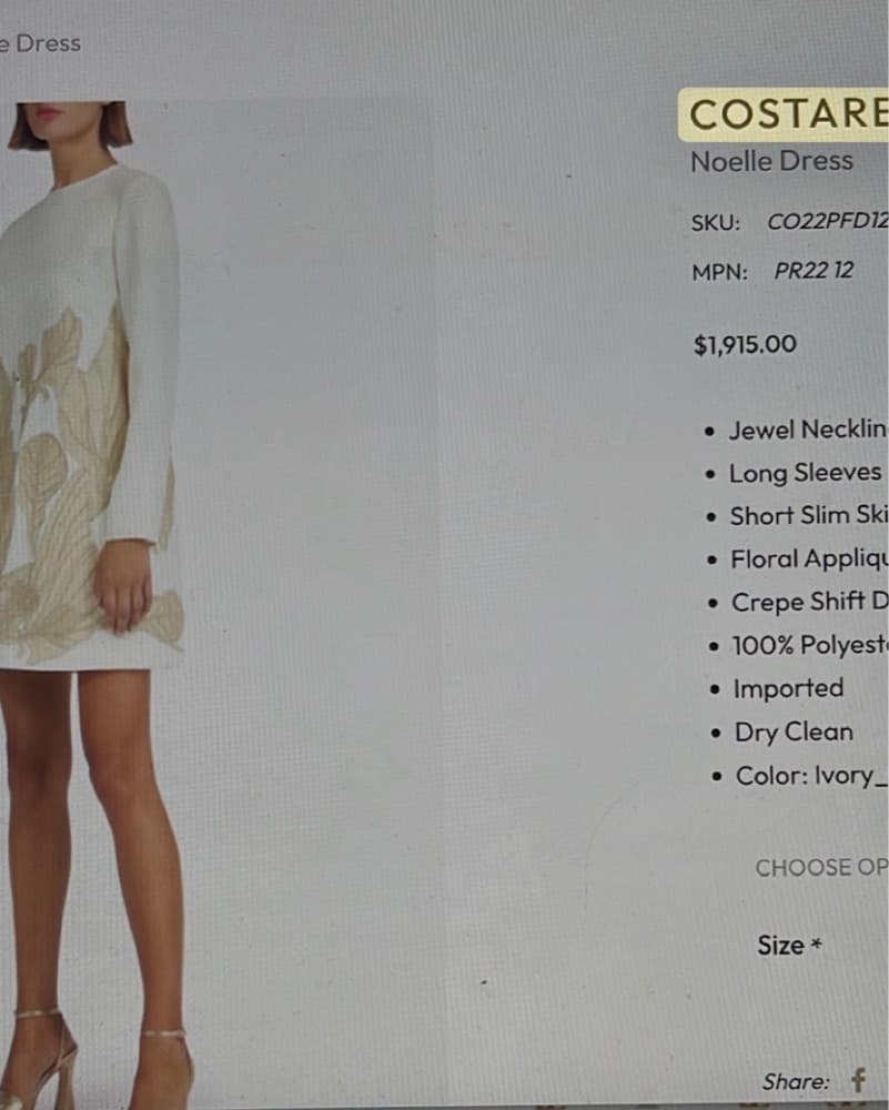 Costarellos white and Gold Dress - Image 3