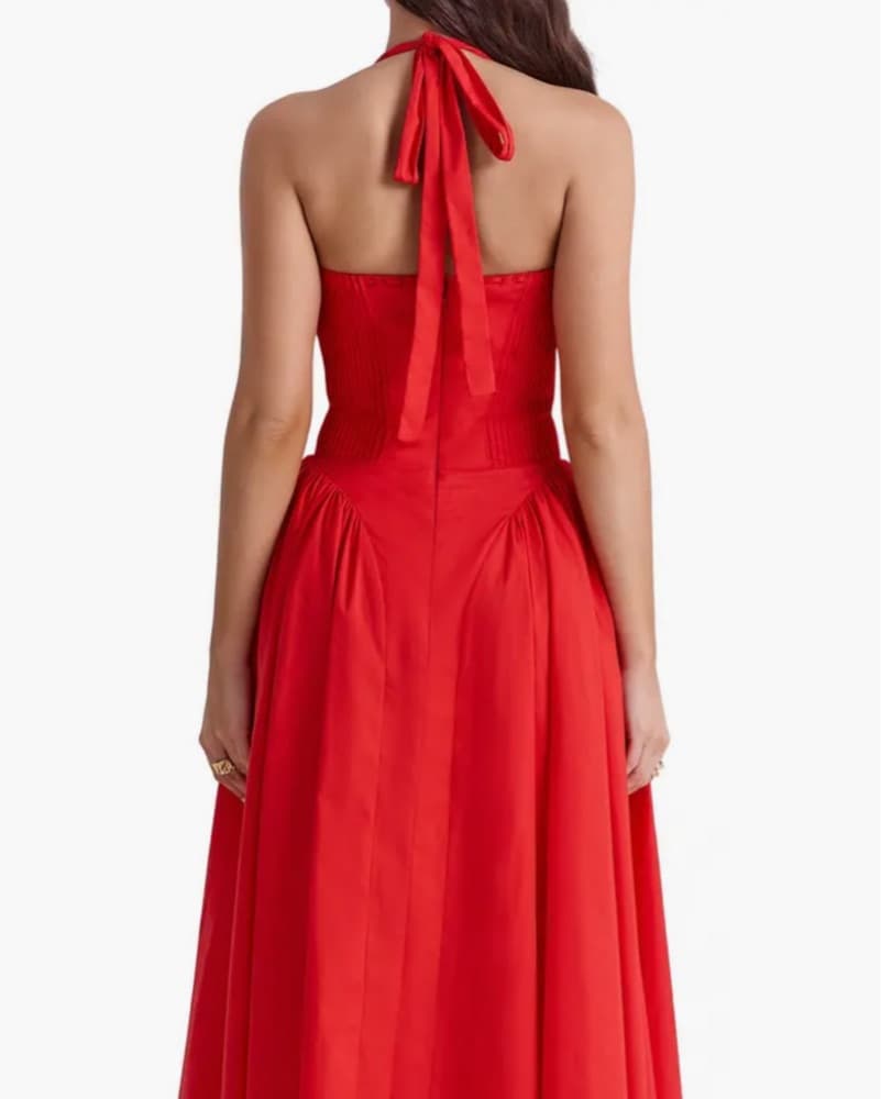 Italian Tomato Cotton Halter Sundress - Image 5