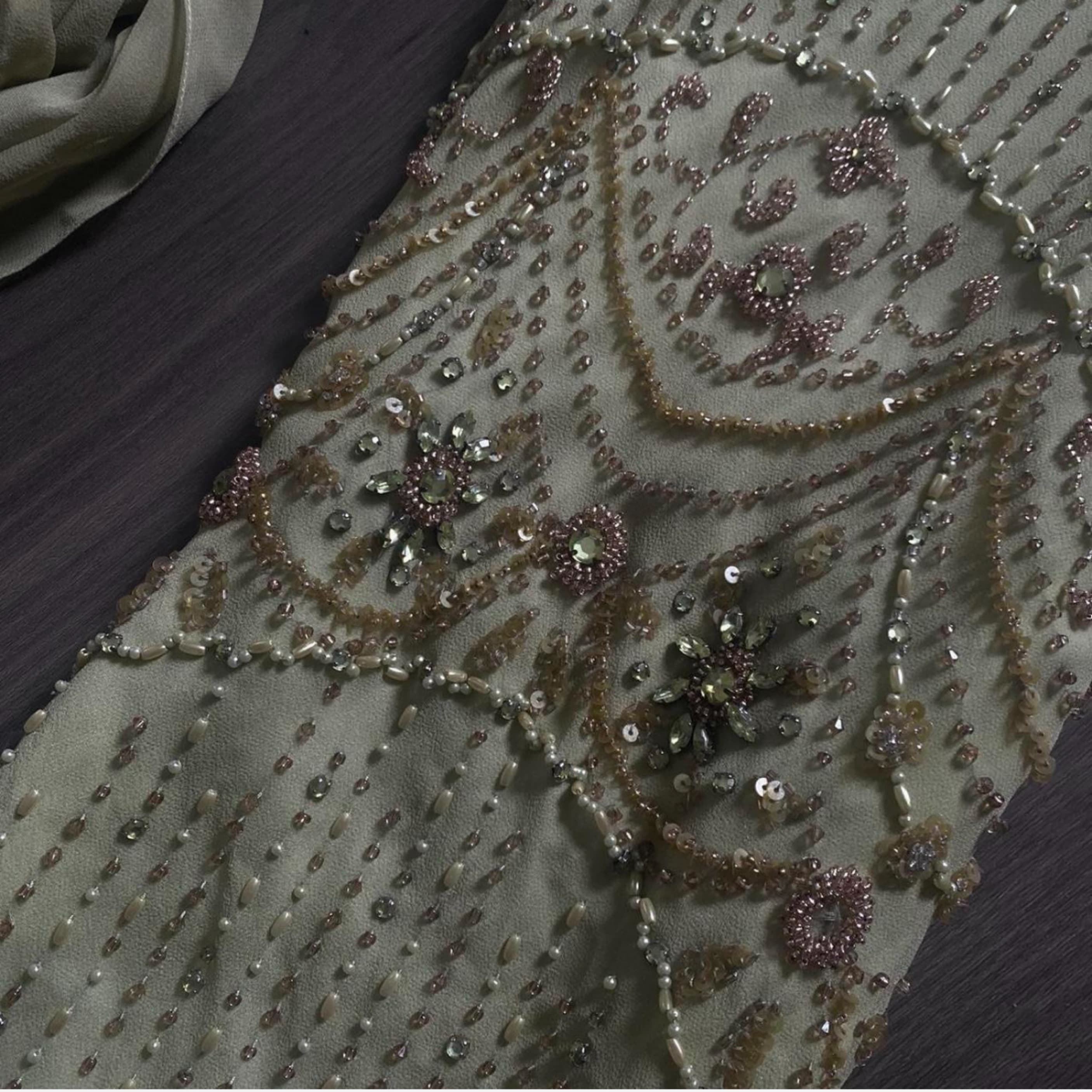 Vintage Beaded Silk Dress - Image 4