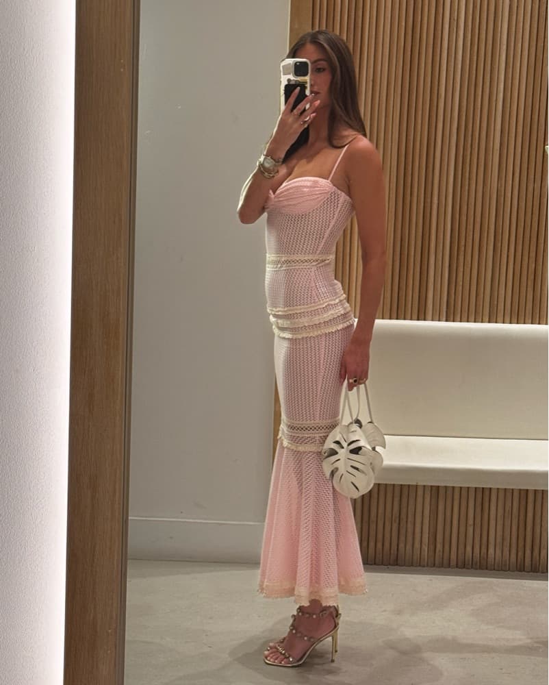 Pink Crochet Maxi Dress - Image 4