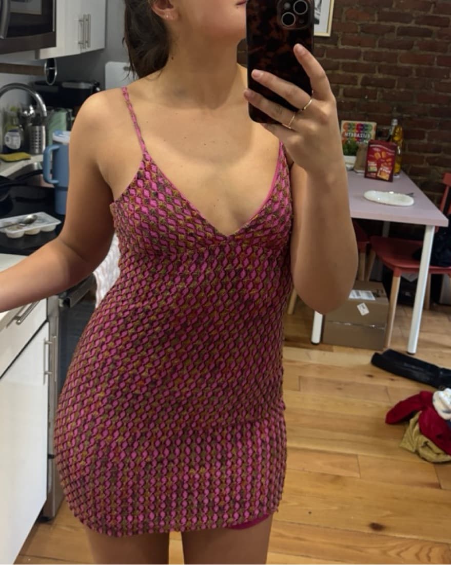 Unique Vintage Crotchet Mini Dress - Image 2