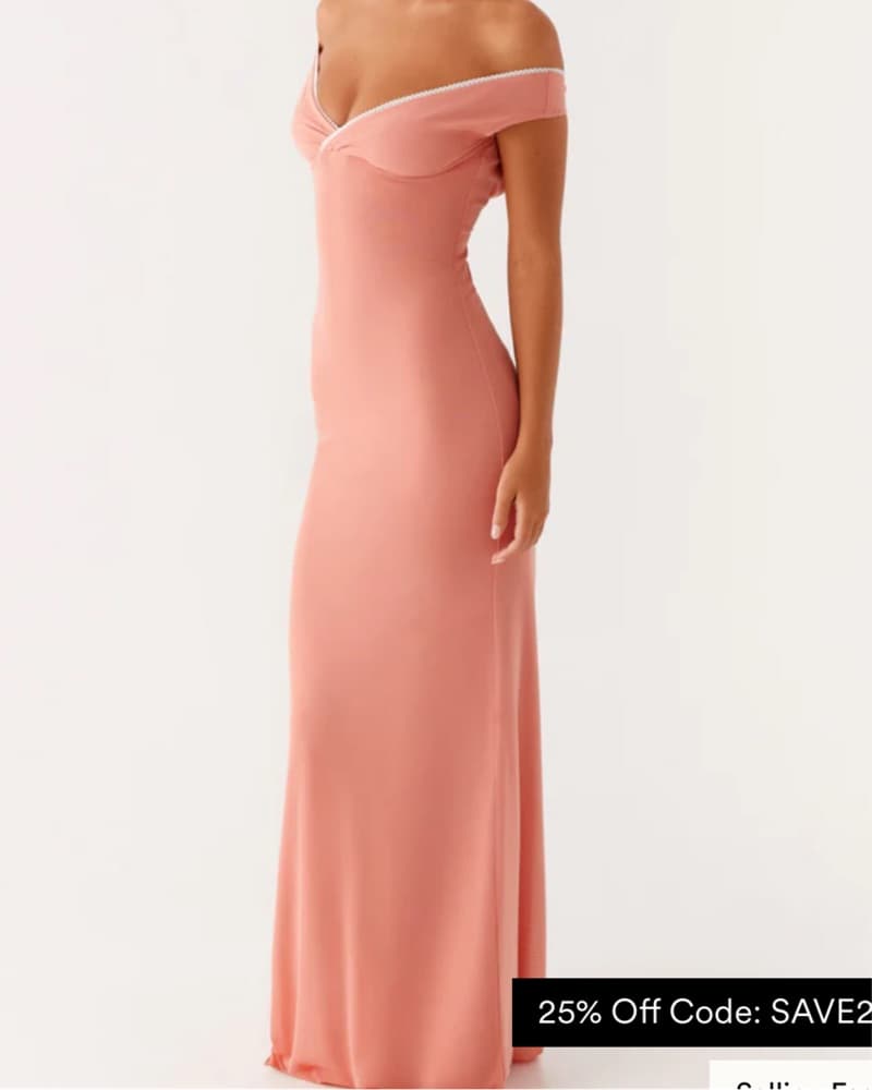 Off Shoulder Coral Dress - Image 3
