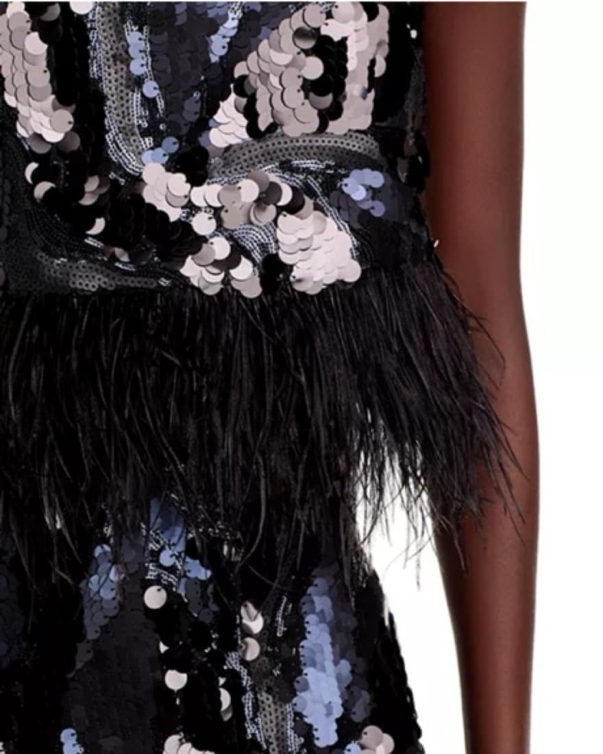 Sequined Black Feather Top - Image 2