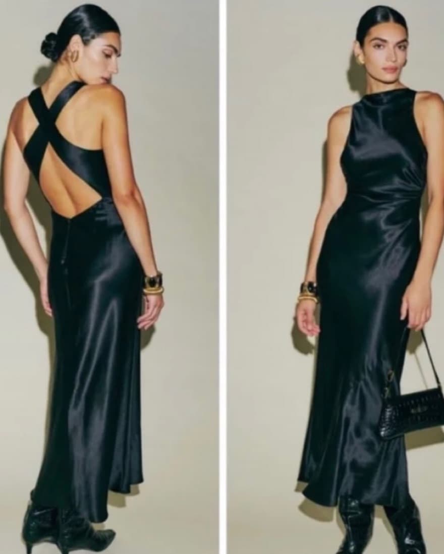 Reformation Casette Silk Dress Blk - Image 1