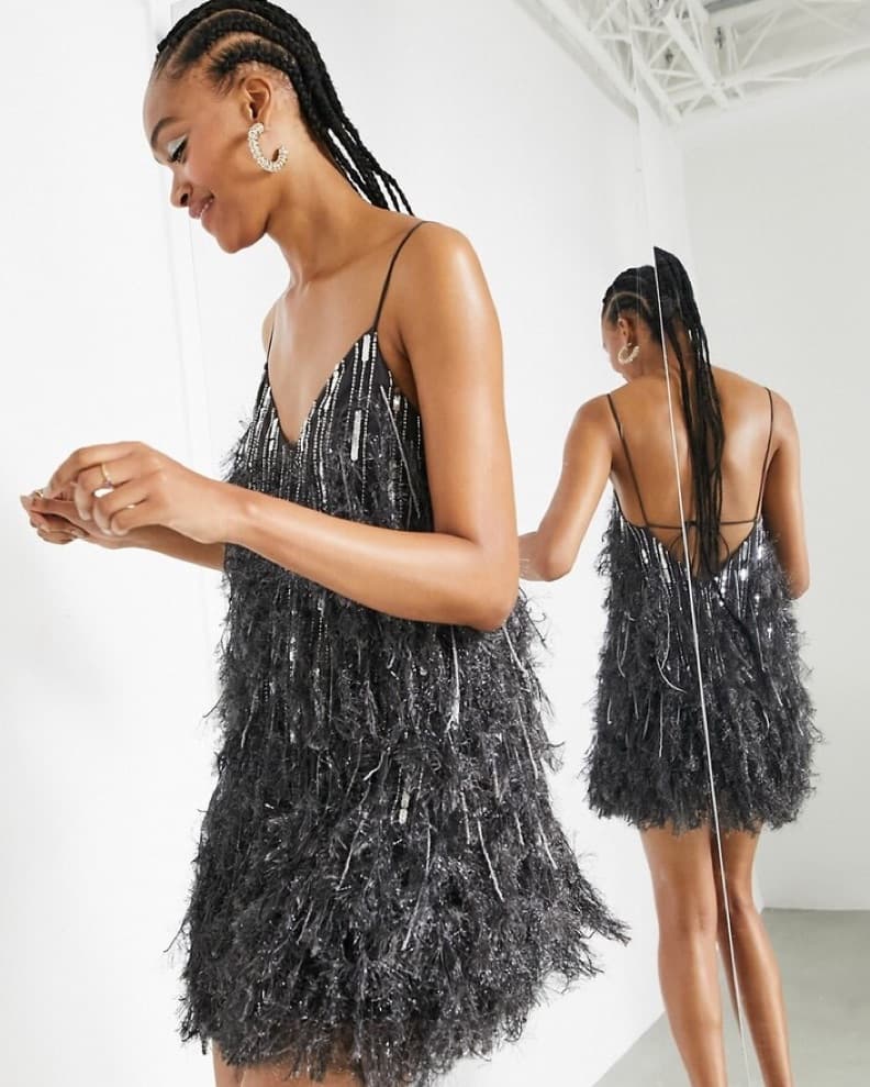 Asos Edition Sequin Feather Mini Dress  - Image 1