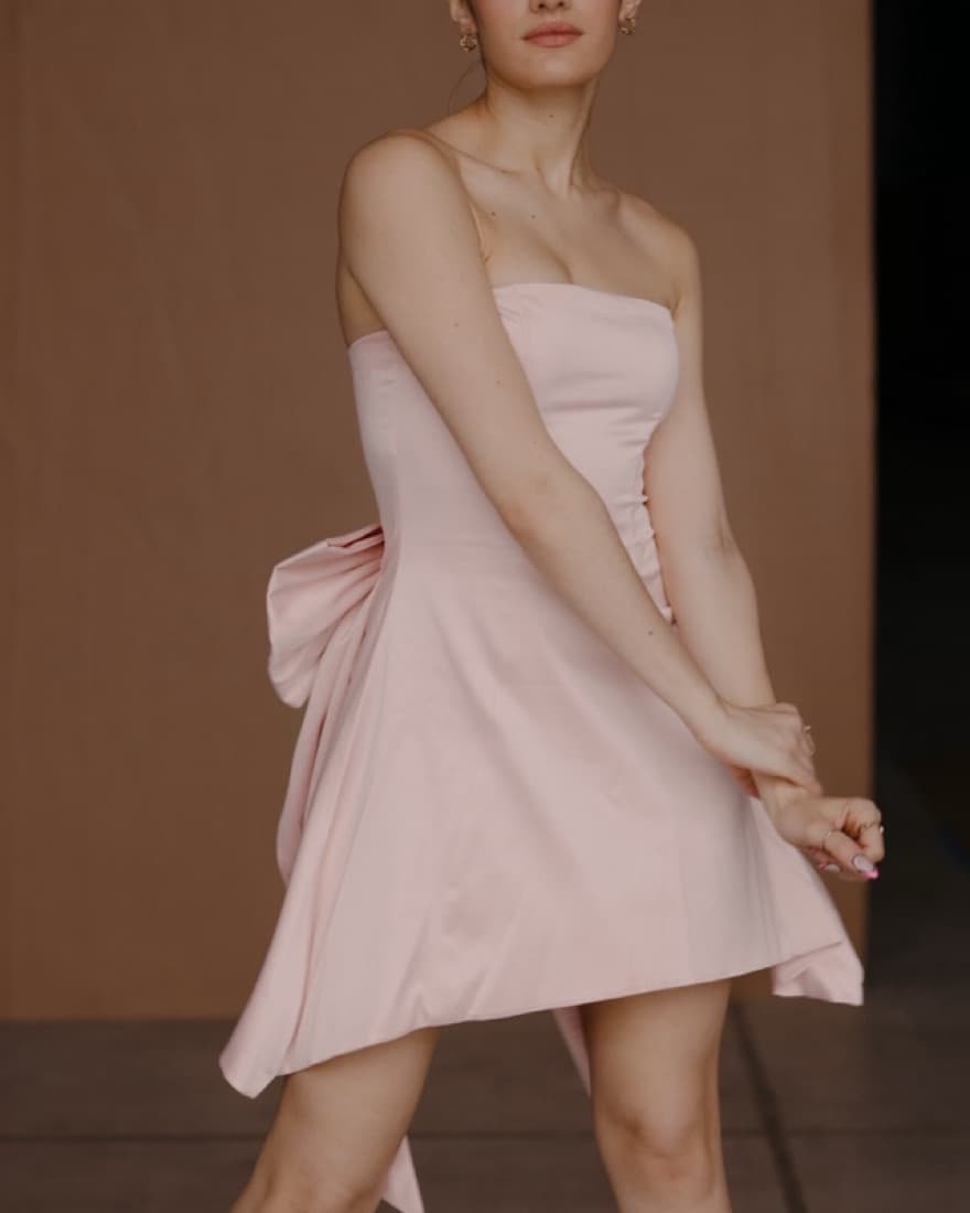Babyboo Soft Pink Dress With Bow  - Image 1