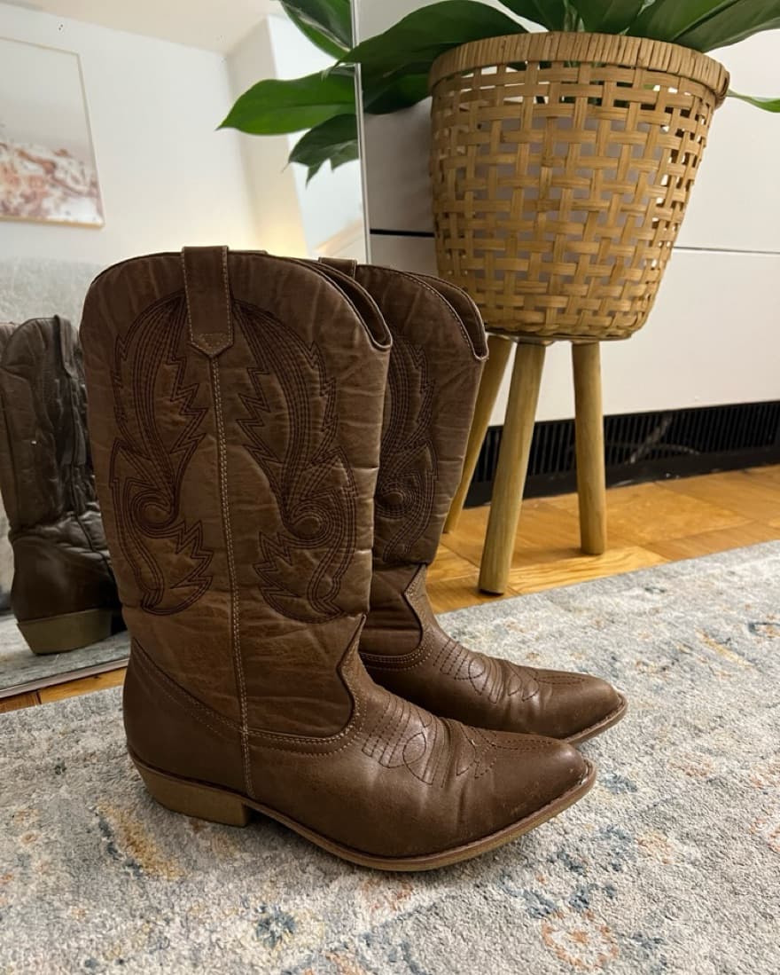Brown Mid Calf Cowboy Boots  - Image 1