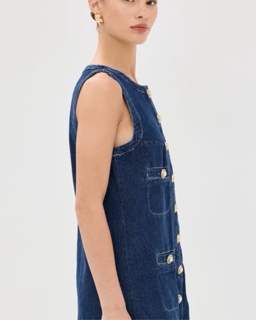 Reformation Tropez Denim Mini Dress - Image 3