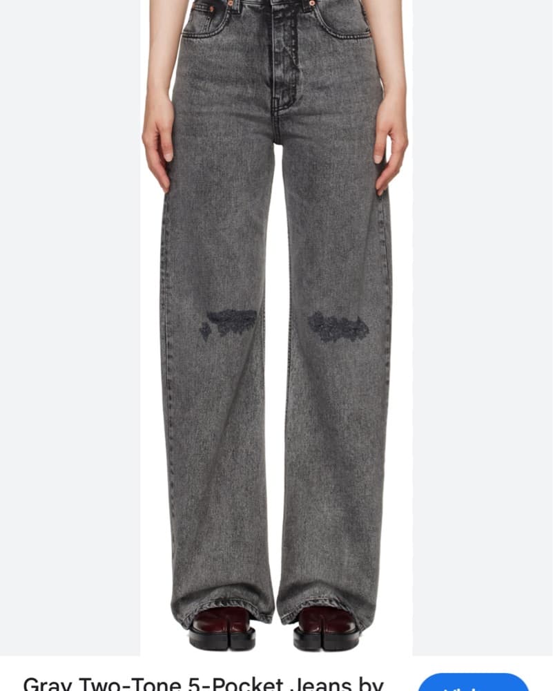 MM6 Maison Margiela Gray Two-Tone 5-Pocket Jeans - Image 2