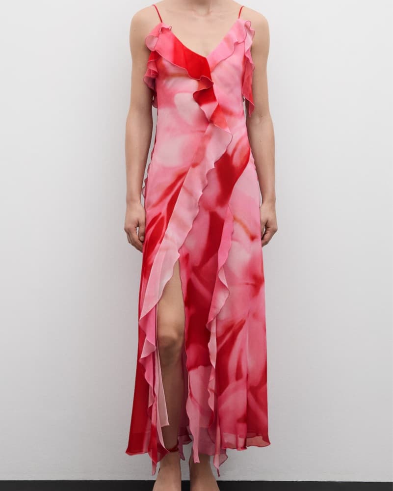 Mango Pink & Red Ruffled Gown  - Image 1