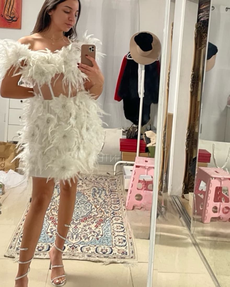 Bridal Corset Dress With Feathers - Image 3