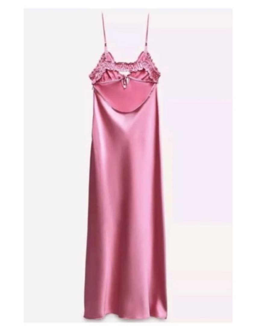 zara satin ruffle open back dress - Image 4