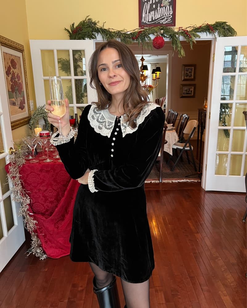 DOEN Lisbeth Lace Velvet Dress - Image 1
