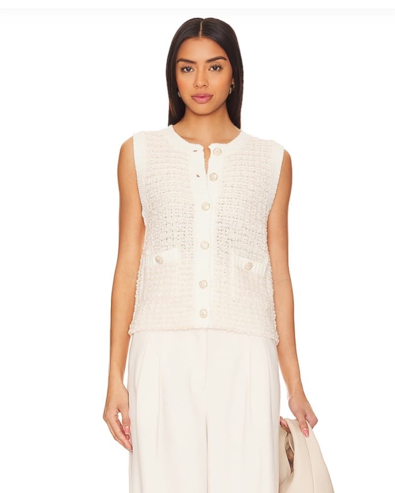 Sweater Button Up Vest Top - Image 4