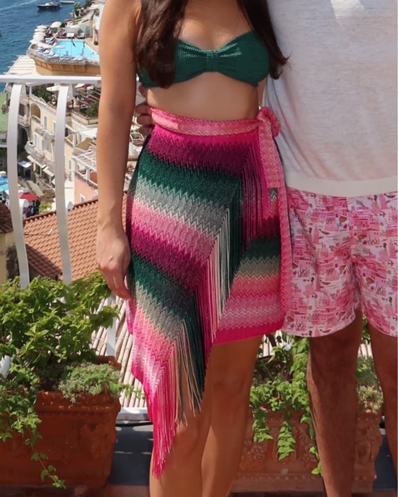 🐚 Missoni Pareo Pink & Green Wrap Coverup -  - Image 1