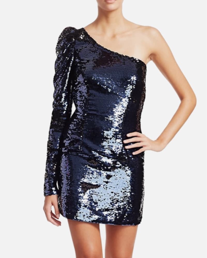 AMEN Blue Sequin One-Shoulder Dress - Image 2