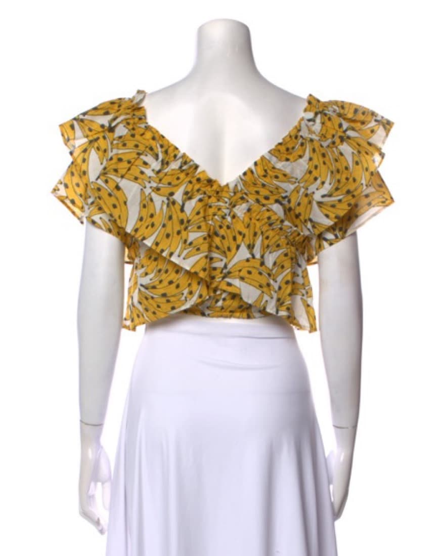 Farm Rio Ruffled Banana Print Crop Top - Image 3