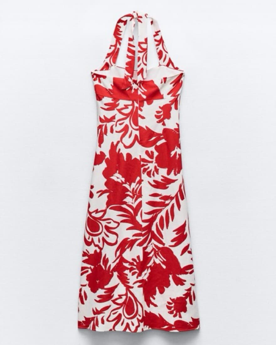 Zara Printed Linen Blend Midi Dresd - Image 2