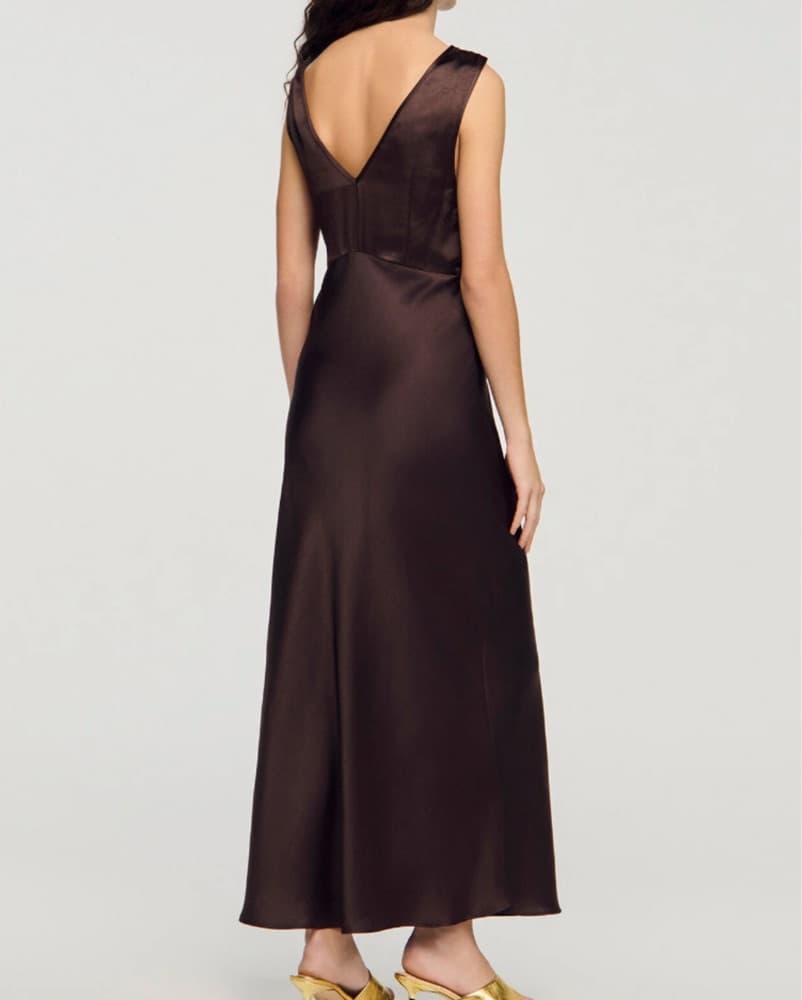 Sandro Lace Brown Maxi Dress - Image 4