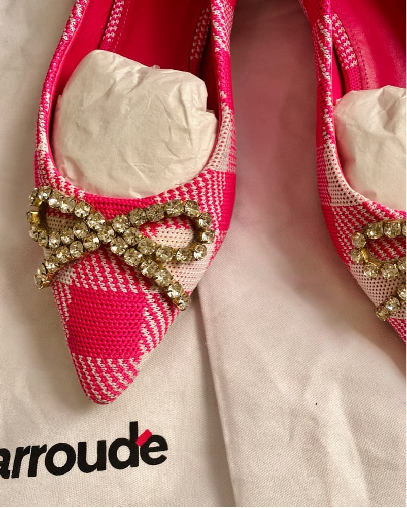 Larroudé Gingham Embellished Flats 8 - Image 5