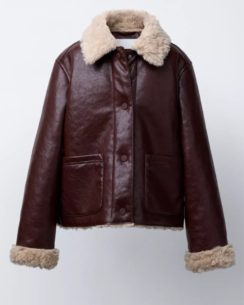 Zara Faux Leather And Fleece Jacket - Image 1