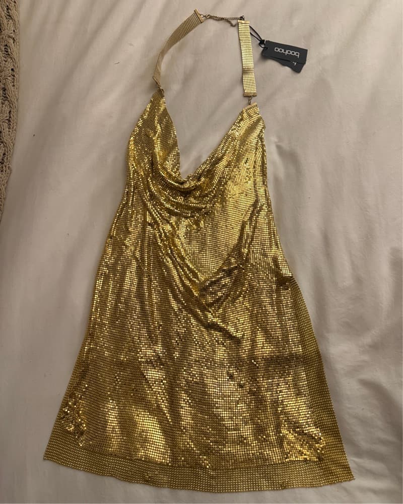 Gold Mini Chain mail Dress  - Image 1