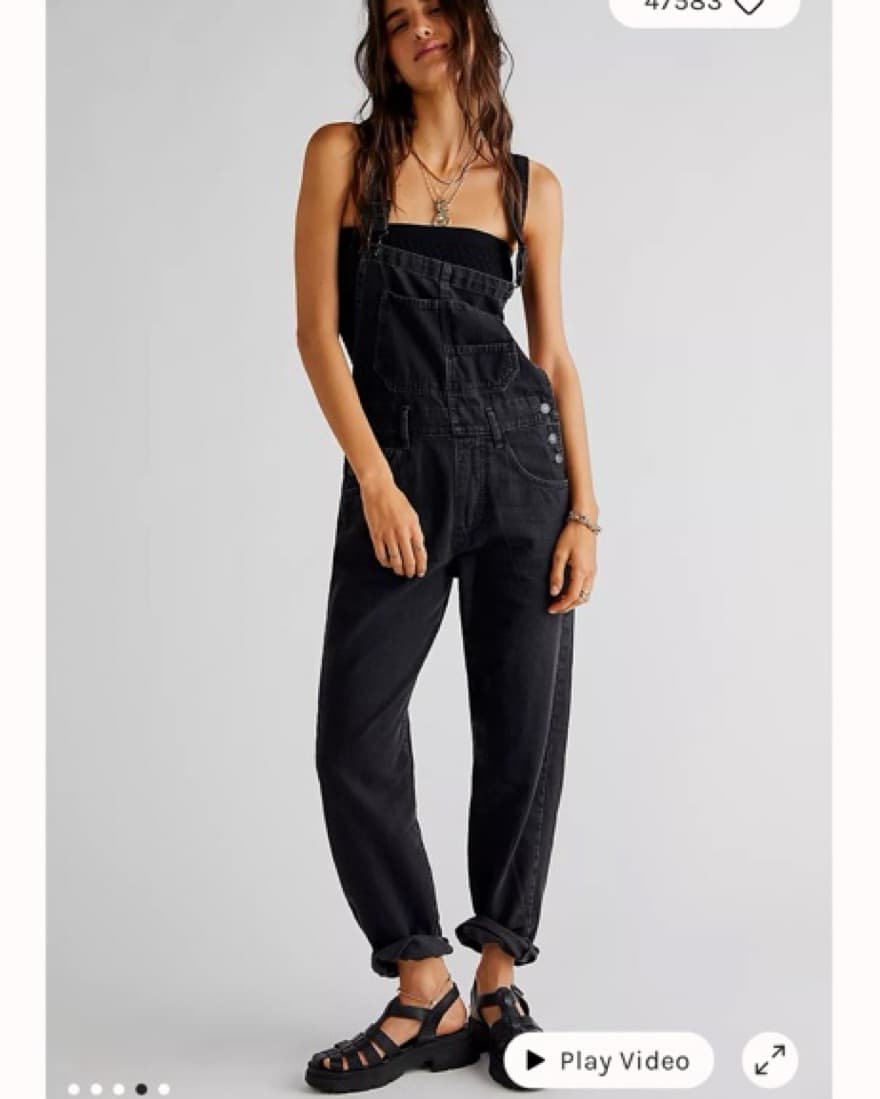 We The Free Black Denim Ziggy Overalls - Image 1
