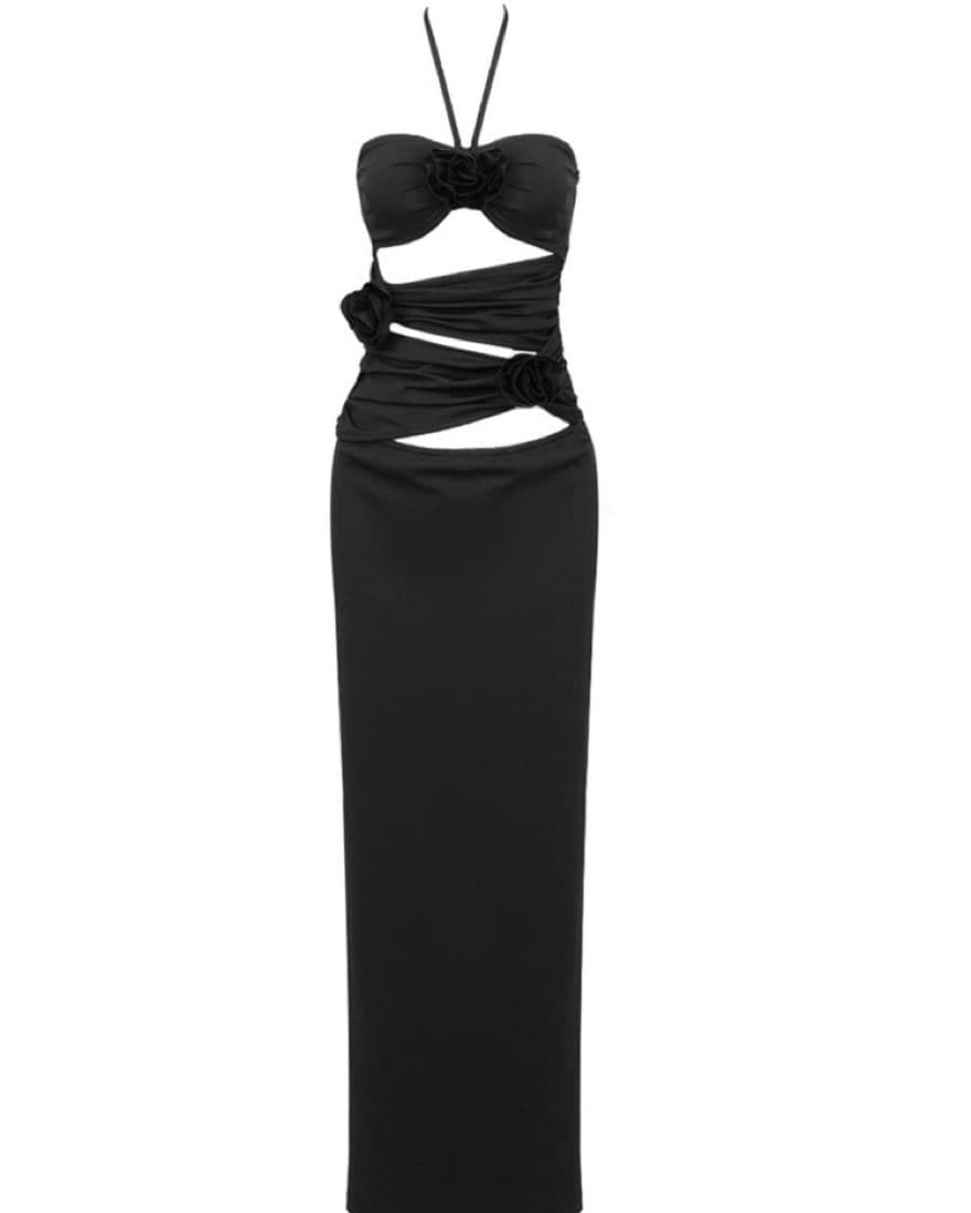 Black Flower Cutout Dress  - Image 3