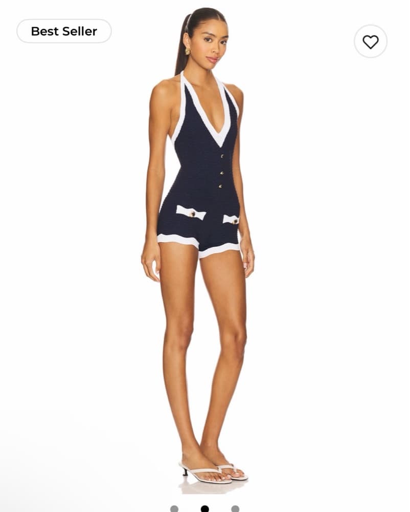 Retrofete Jayde Metallic Knit Romper - Image 2