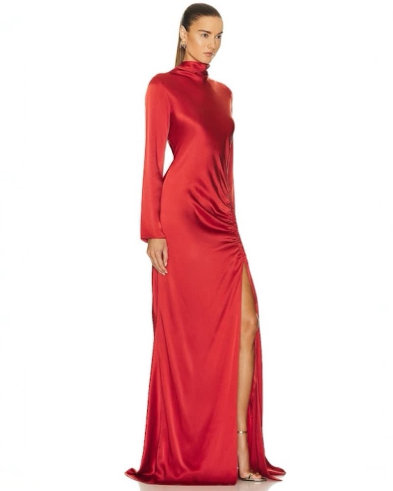lapointe gathered satin maxi dress - Image 6