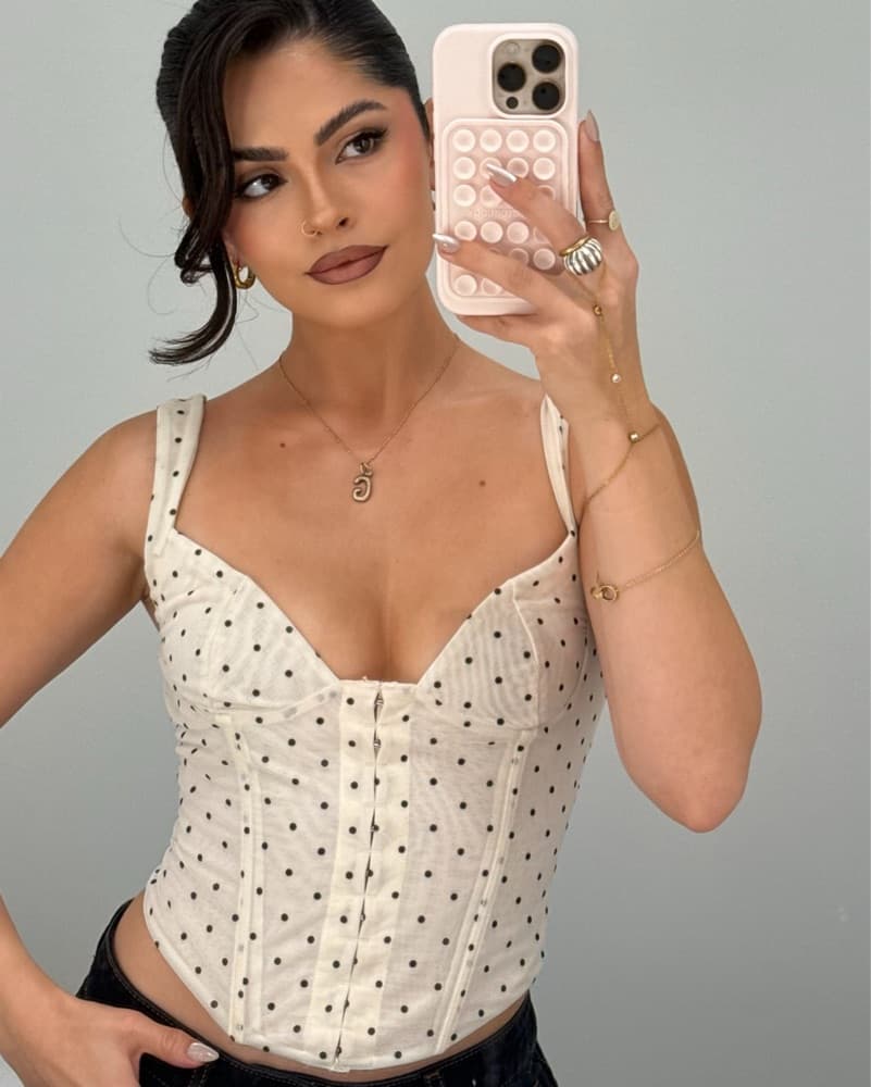 Polka Dot Cropped Cami - Image 1