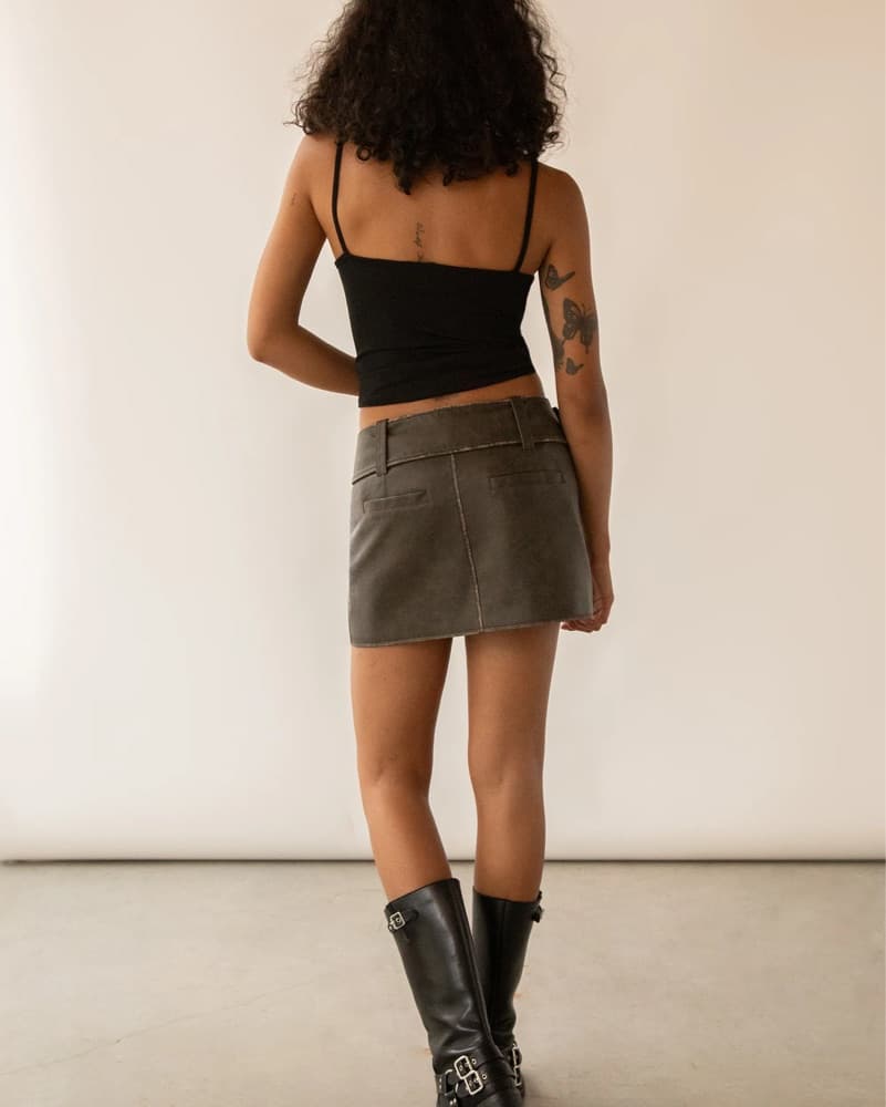 Oak & Fort Vegan Leather Moto Mini Skirt - Image 3