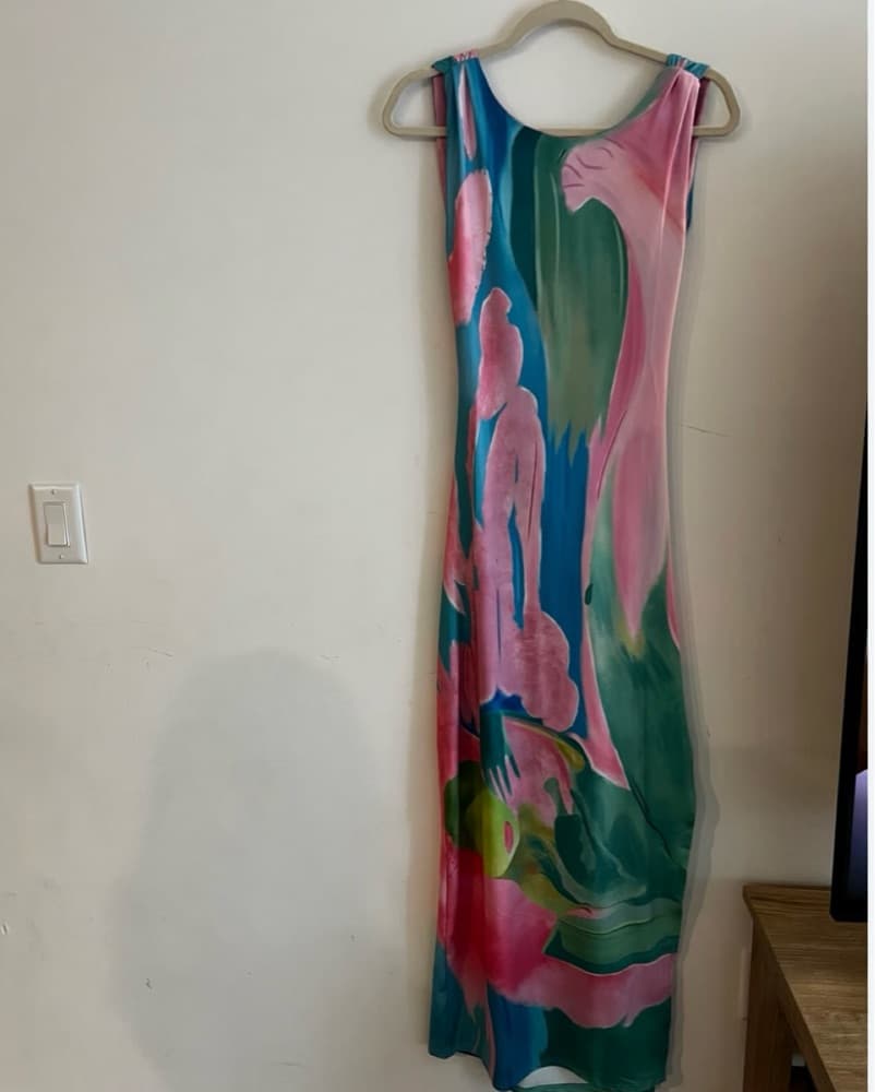 Printed Colorful Maxi Open Back Dress - Image 4