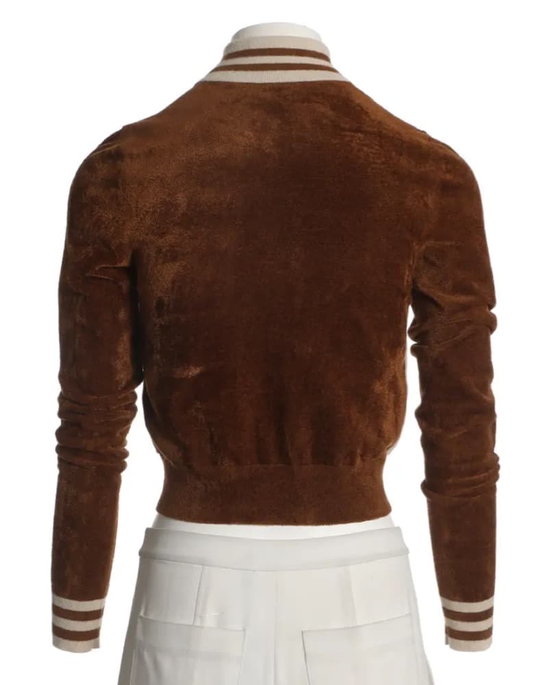 Miu Miu Fuzzy Brown Zip-Up Sweater - Image 3