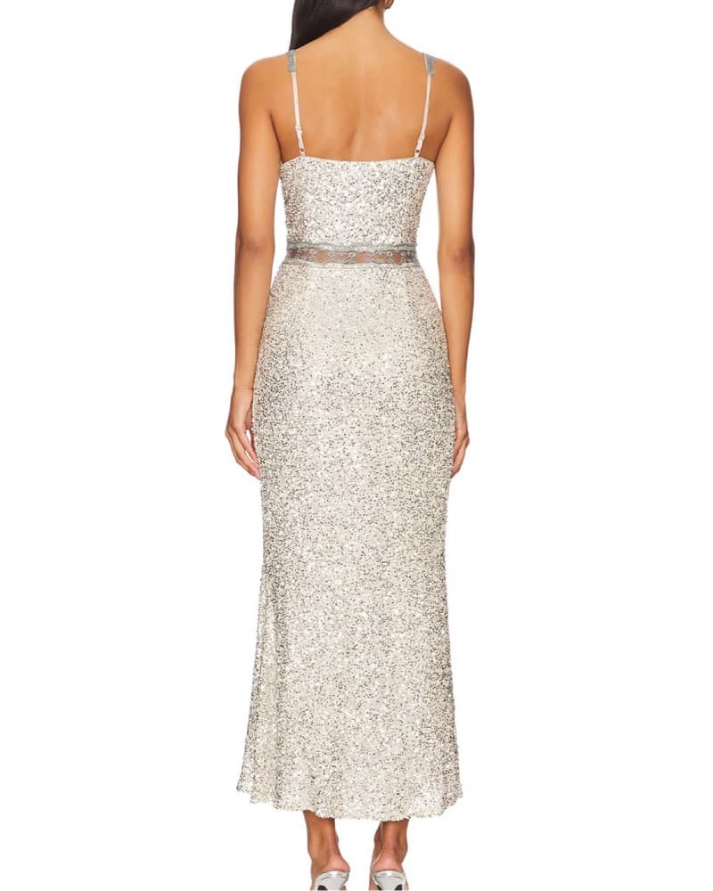 Silver Sequin Long Dress  - Image 5