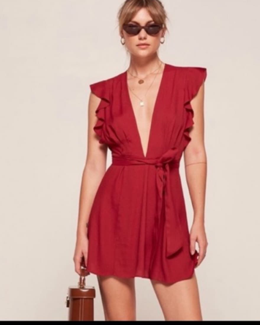 Reformation Red Mini Wrap Dress - Image 1